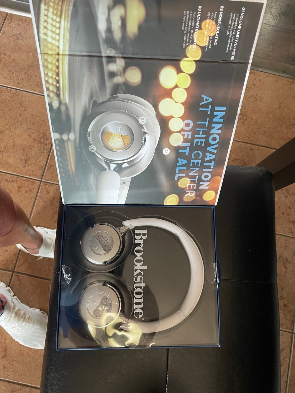 Brookstone Acoustic Pro Wireless Bluetooth 5.3 Headphones VU Meter 35Hr New